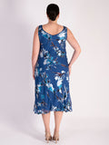Bluebird Floral Print Silk Devoree Sleeveless Dress