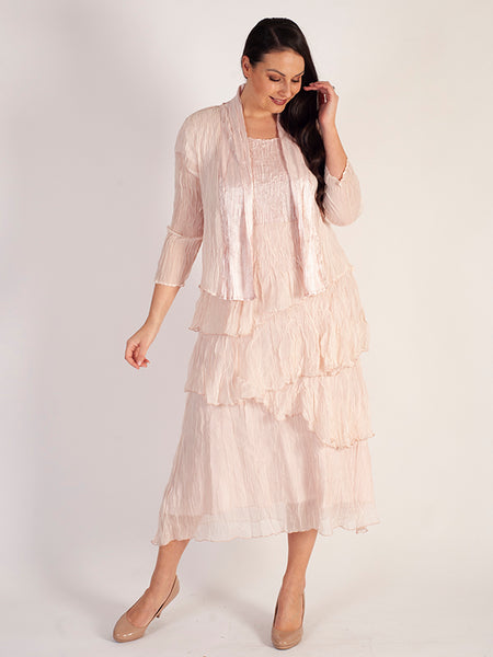 Champagne Rosé Crush Pleat Layered Dress