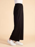Black Straight Leg Texture Pant with  Deep Elastic Waistband