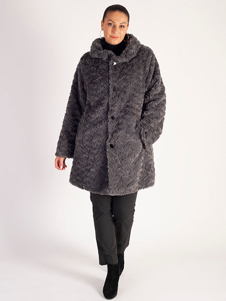 Grey Faux Fur Reversible Coat