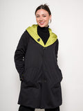 Lime/Black Reversible Ruched Collar Raincoat