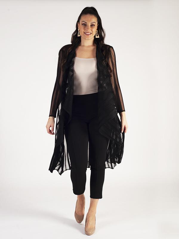 Striped Mesh Long Jacket