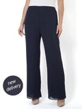 Dark Navy Chiffon Pant with Jersey Lining