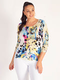 White/Multi Abstract and Animal Print Fine Knit Jumper