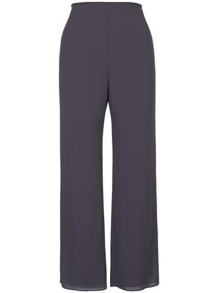 Pewter Satin Trim Chiffon Trouser New Delivery | Chesca