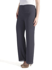 Pewter Satin Trim Chiffon Trouser (side view)