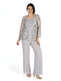 Soft Grey Chiffon Trouser