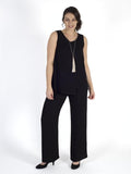 Black Fine rib trouser-slight flare