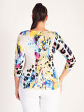 White/Multi Abstract and Animal Print Fine Knit Jumper
