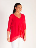 Poppy Fancy Double Layer Chiffon Long Sleeve Top