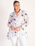 White/Black Abstract Leaf Print Blouse