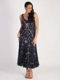 Pewter Allover Contrast Beaded Dress