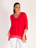 Poppy Fancy Double Layer Chiffon Long Sleeve Top