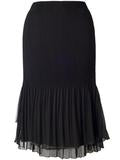 Black Mesh Trim Crush Pleat Skirt