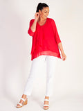 Poppy Fancy Double Layer Chiffon Long Sleeve Top