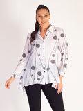 White/Black Abstract Leaf Print Blouse