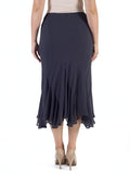 Pewter Cut Panel Flared Hem Chiffon Skirt