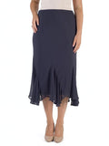 Pewter Cut Panel Flared Hem Chiffon Skirt