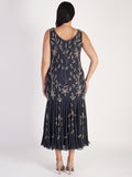 Pewter Allover Contrast Beaded Dress