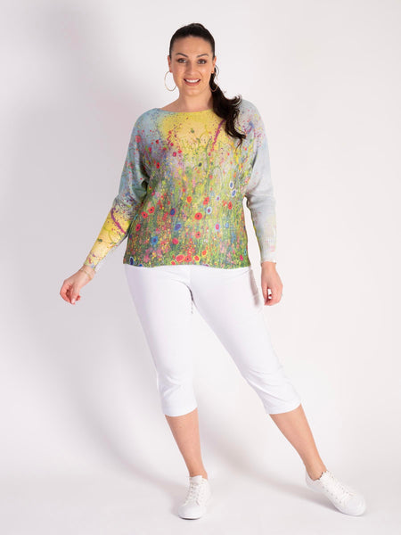 Floral Meadow Print Knitted Top