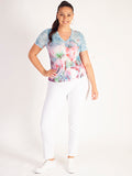 Sky/Pink Floral V-Neck T-Shirt