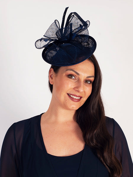 Navy Small Hatinator with Bows & Feathers