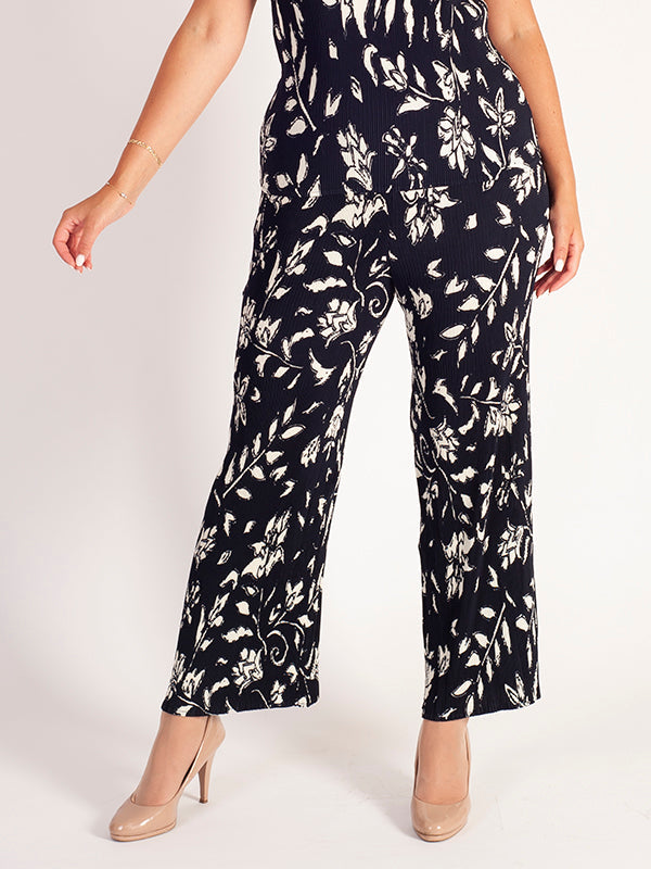 Navy Ivory Heart Print Trouser