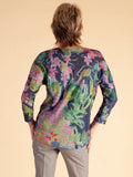 Cobalt/Multi Printed Jersey Top with 3/4 Batwing Sleeve