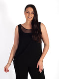 Black Jersey Camisole with Mesh Inset
