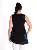 Black/Multi Print Sleeveless Jersey Top