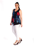 Black/Multi Print Sleeveless Jersey Top