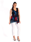 Black/Multi Print Sleeveless Jersey Top