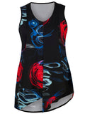 Black/Multi Print Sleeveless Jersey Top