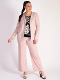 Dusty Pink Linen Mix Trouser with Deep Ribbed Waistband