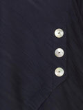 Navy Wavy Line Jacquard Button Trim Jersey Top