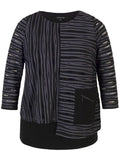 Black/Grey Textured Zip Pkt Jersey Top