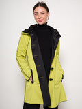 Lime/Black Reversible Ruched Collar Raincoat