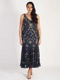 Pewter Allover Contrast Beaded Dress