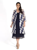 Ivory/Navy  Organza " Coat" with assymetrical hem