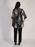 Black/Beige Floral Jacquard Organza Shirt