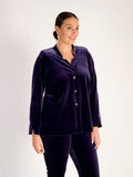 Violetta Notch Neck Stretch Velvet Diamond Back Detail Jacket