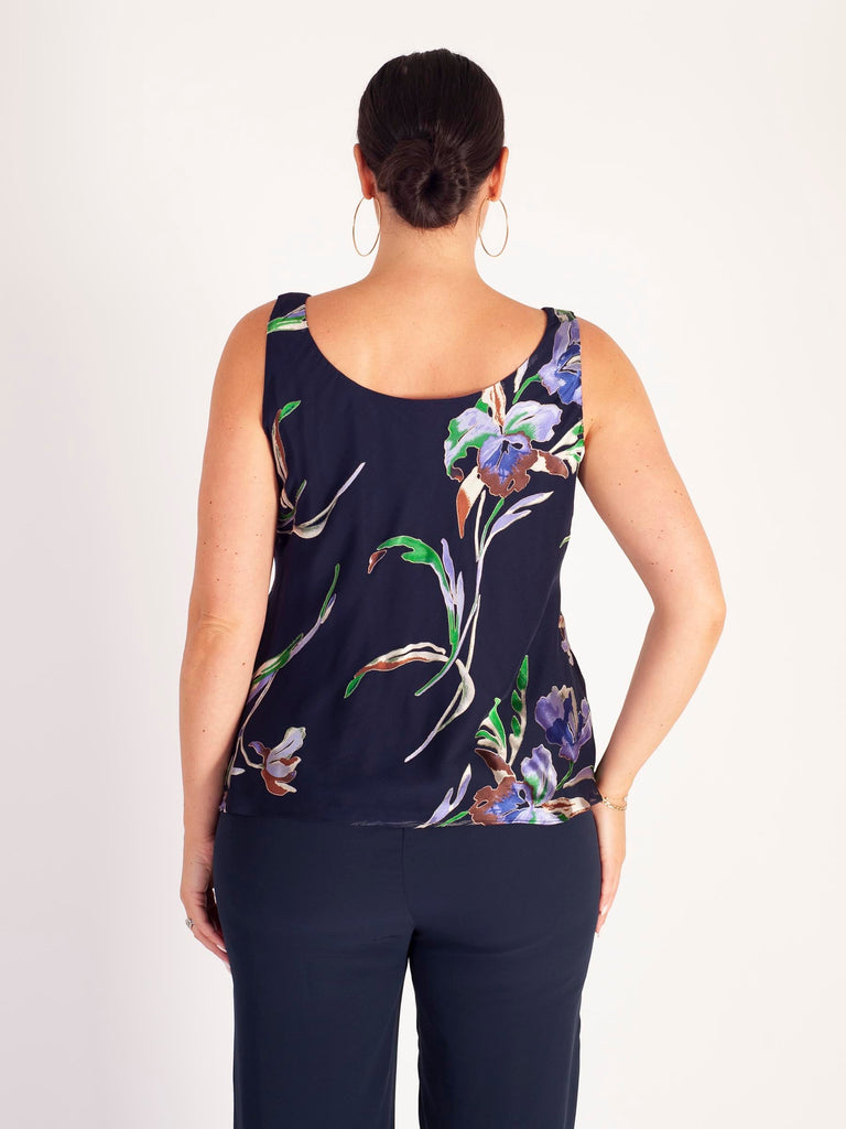 Navy Iris Floral Print Devoree Camisole | Chesca Direct
