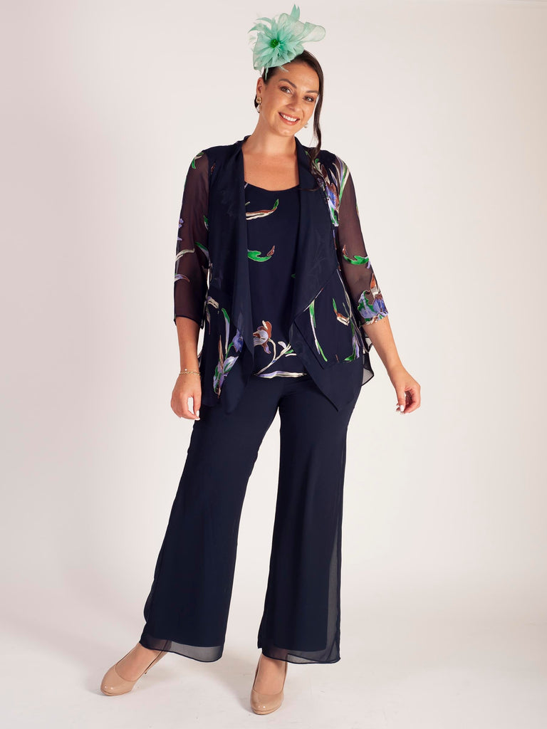 Navy Iris Floral Print Devoree Camisole | Chesca Direct