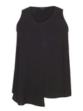 Black Fine Rib  Tunic - Assymetric hem detail