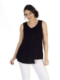 Black Fine Rib  Tunic - Assymetric hem detail