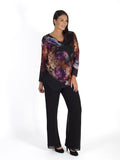 Blk/Pink Multi Floral Placement Print Chiffon Jersey Lined Top