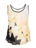 Blk/Ivory/Yellow Garland Print Chiffon Camisole