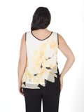 Blk/Ivory/Yellow Garland Print Chiffon Camisole