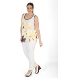 Blk/Ivory/Yellow Garland Print Chiffon Camisole