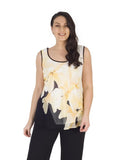 Blk/Ivory/Yellow Garland Print Chiffon Camisole